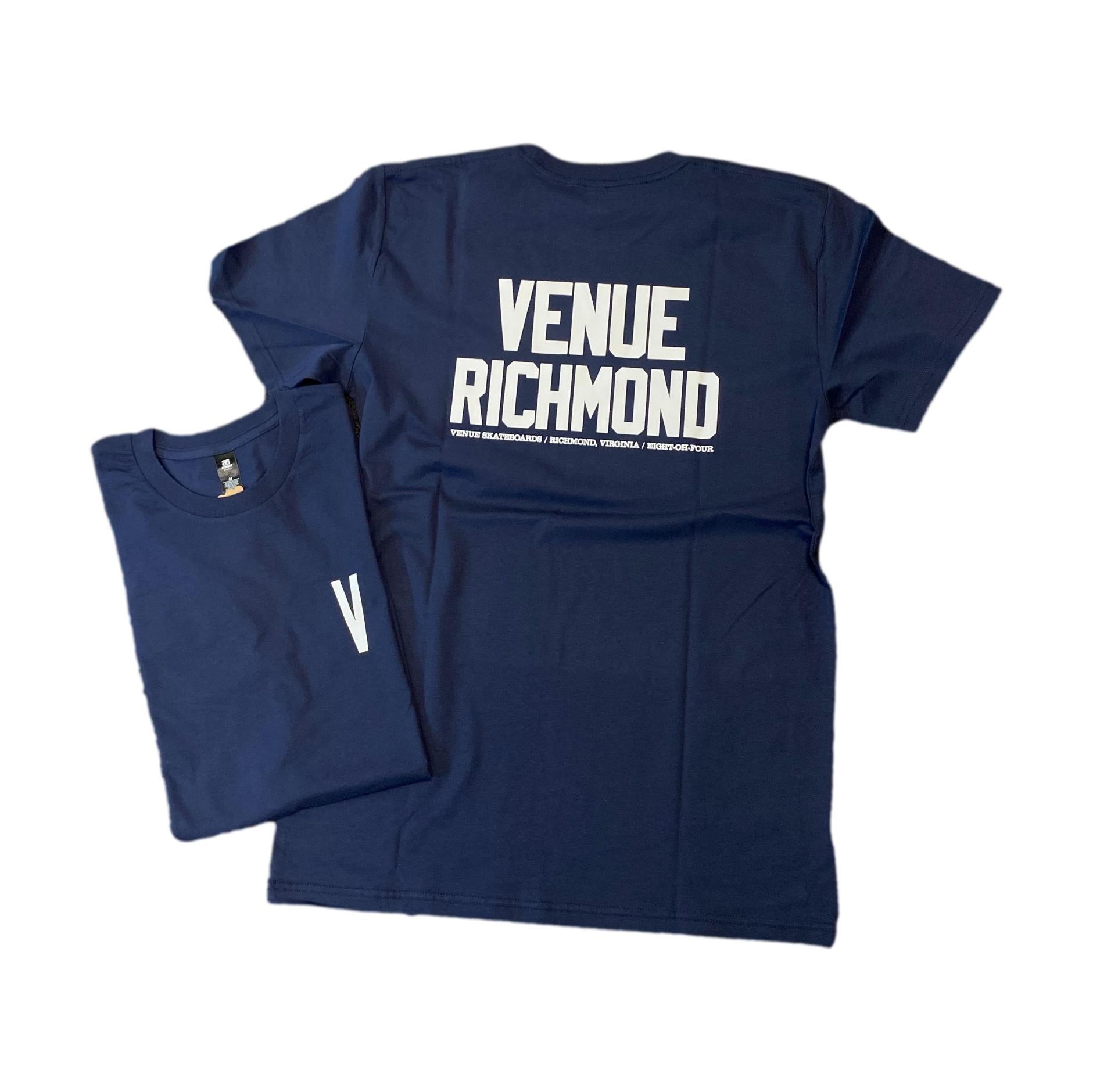 Venue "Venue Richmond" Shortsleeve T-Shirt Navy w/ White - Venue Skateboards