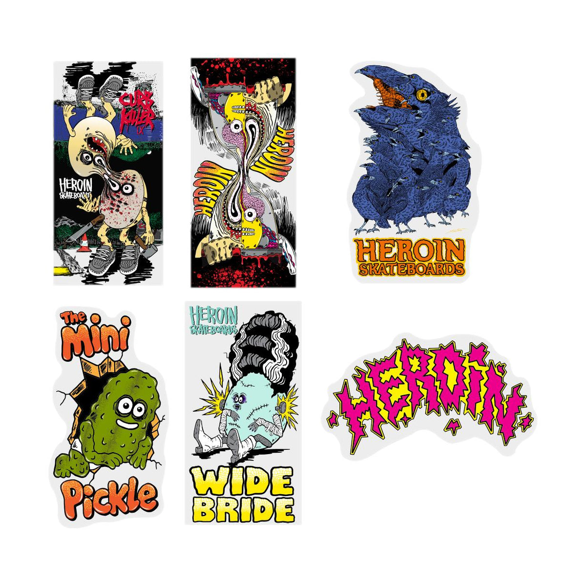Heroin Merged Stickers 12 Pack - Venue Skateboards