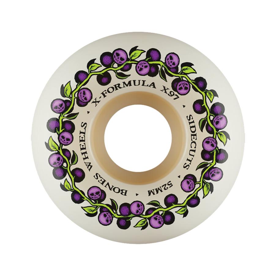 Bones XF X97 V5 Sidecut 52mm 97A Skull Berries Natural Wheels - Venue Skateboards