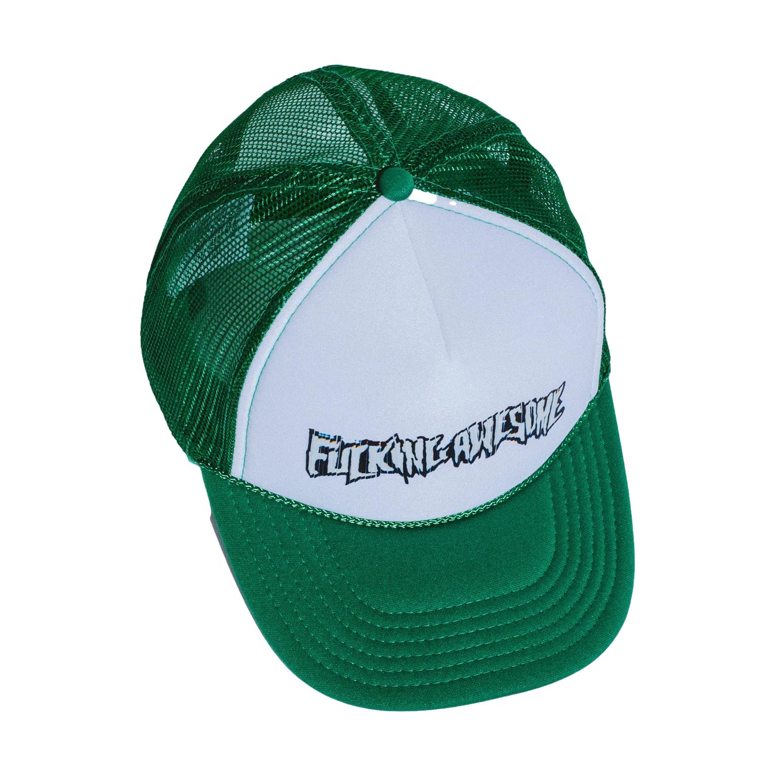 Fucking Awesome Scanner Warp Stamp Trucker Hat Kelly Green - Venue Skateboards