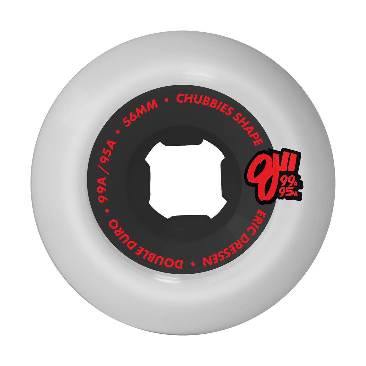 OJ Dressen Rose Skull Double Duro 56mm Wheels White/Black Chubbies 99a/95a - Venue Skateboards