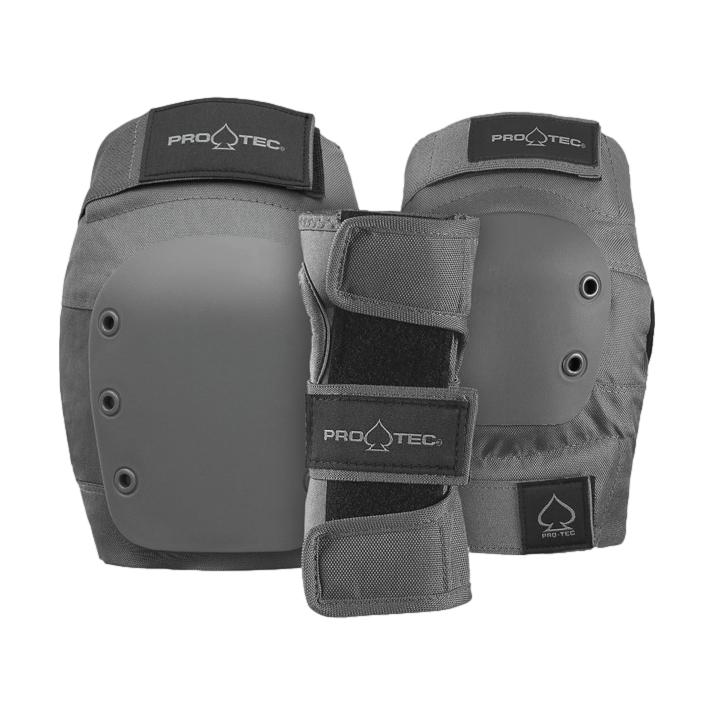 Protec Adult 3 Pack Open Back Pad Set Grey