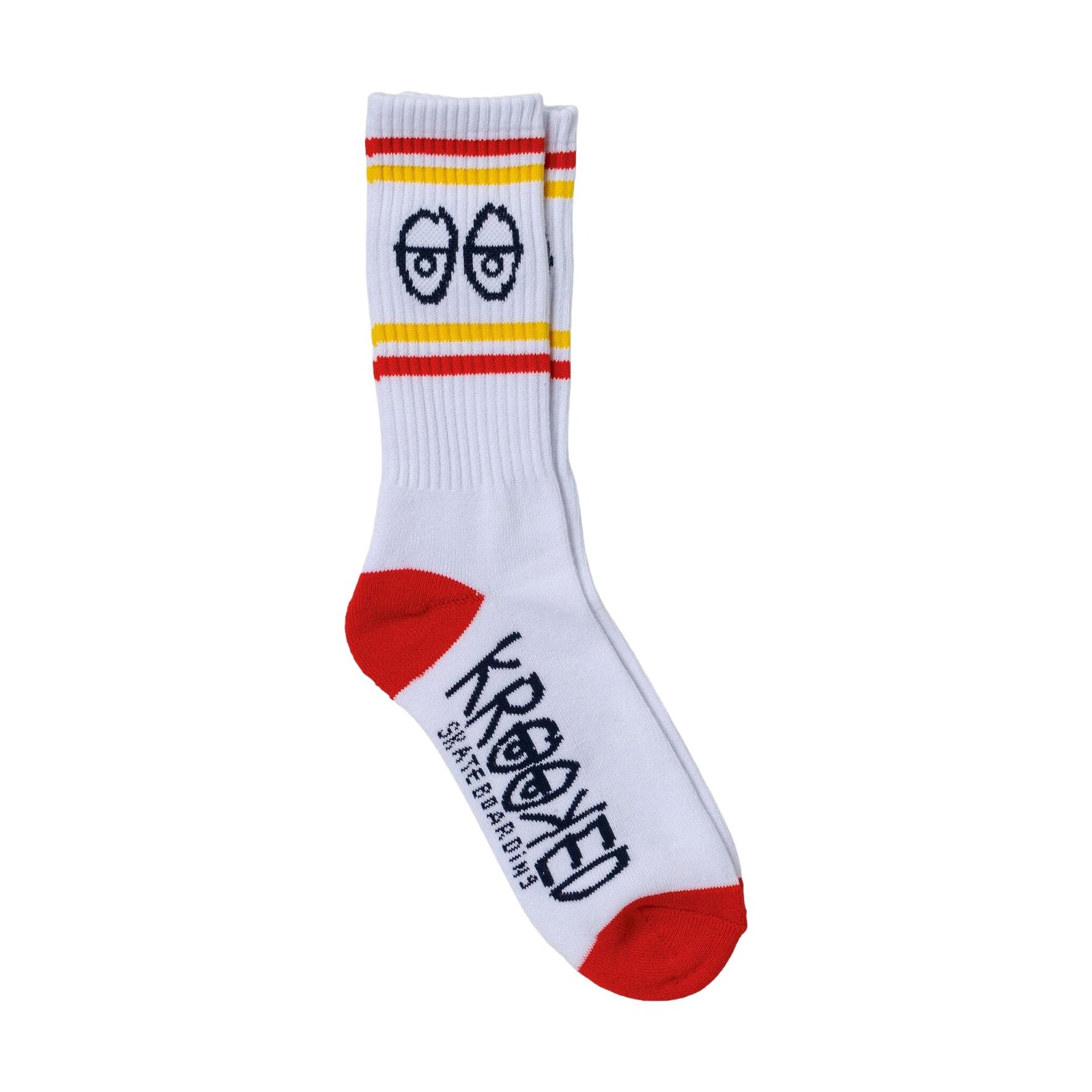 Krooked Eyes Socks White/Red/Navy/Yellow - Venue Skateboards