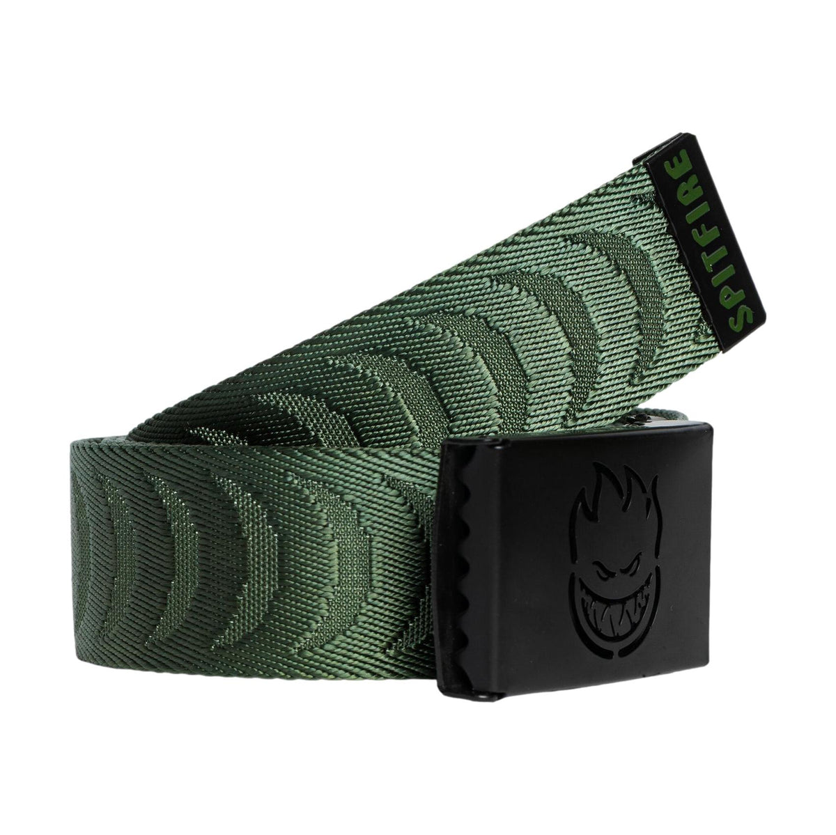 Spitfire Bighead Cutout Crescent Jacquard Belt Olive/Black - Venue Skateboards