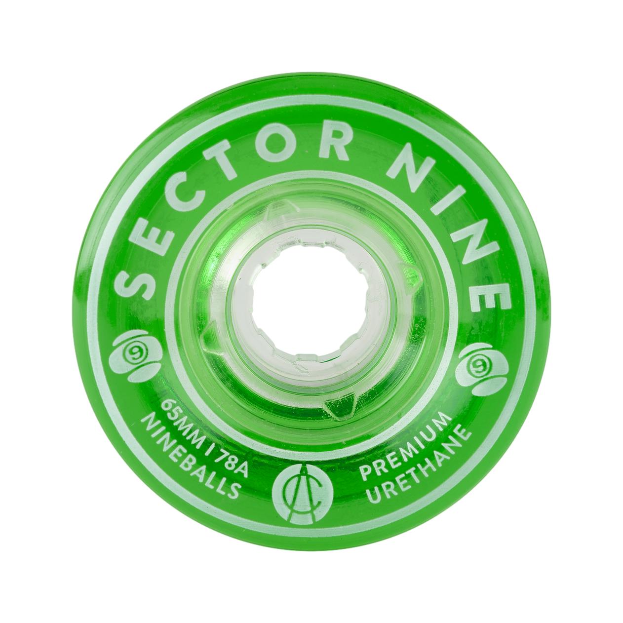 Sector 9 Nine ball Wheels 65mm 78a Clear Green - Venue Skateboards