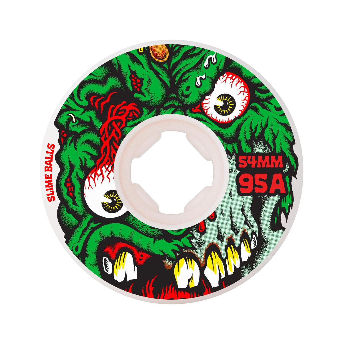 Slime Balls Roskopp Face Two Reissue White Hardline 54mm 95a Wheels - Venue Skateboards