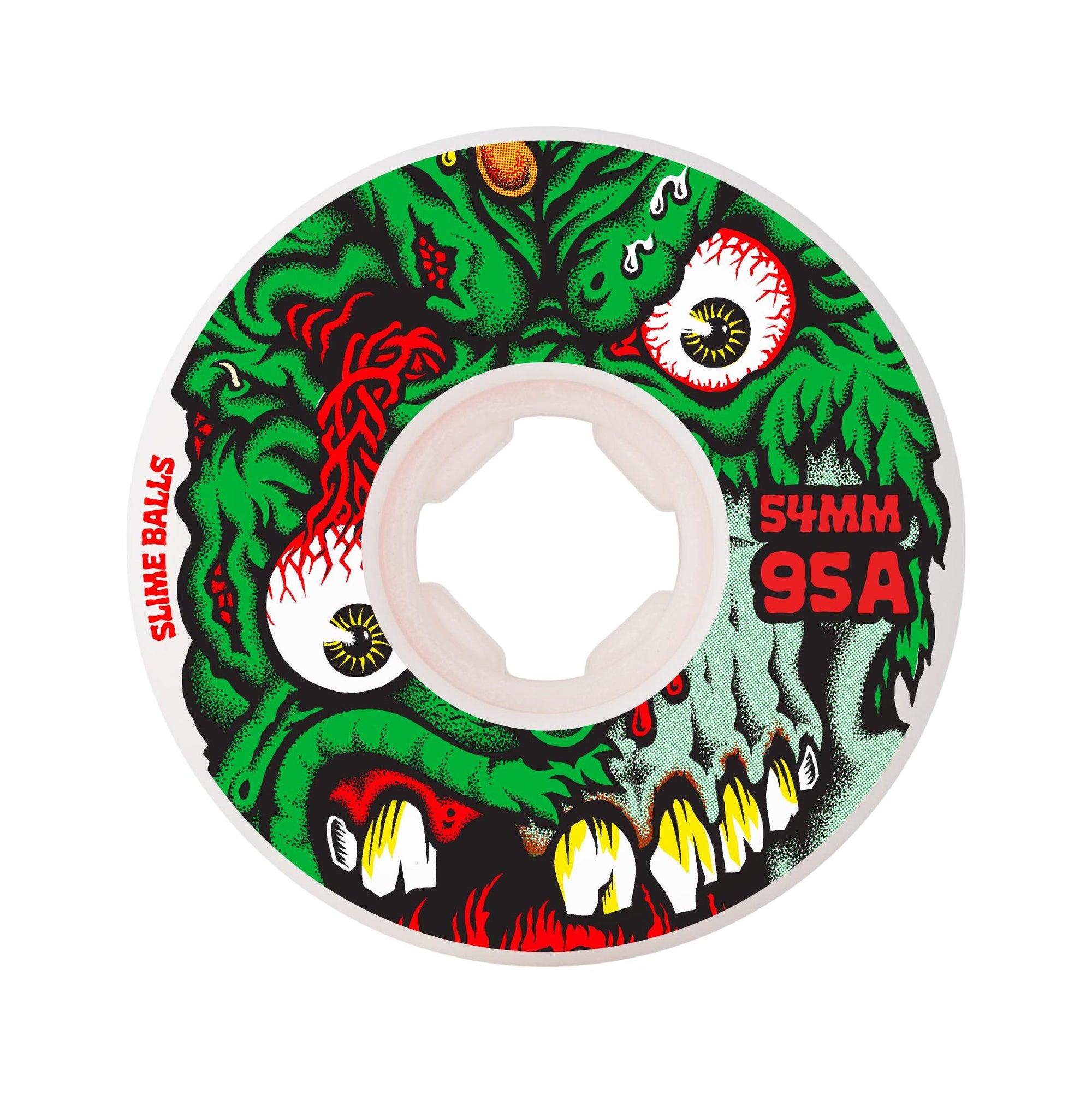 Slime Balls Roskopp Face Two Reissue White Hardline 54mm 95a Wheels - Venue Skateboards