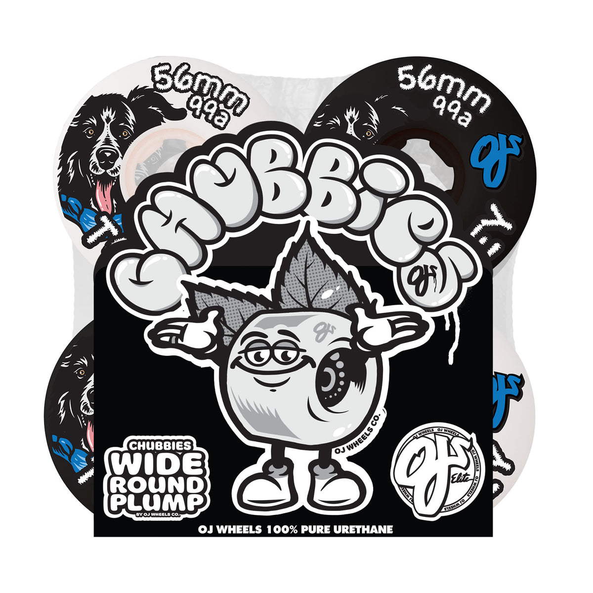 OJ Ryan Townley Pup Chubbies White/Black 56mm 99a Wheels - Venue Skateboards