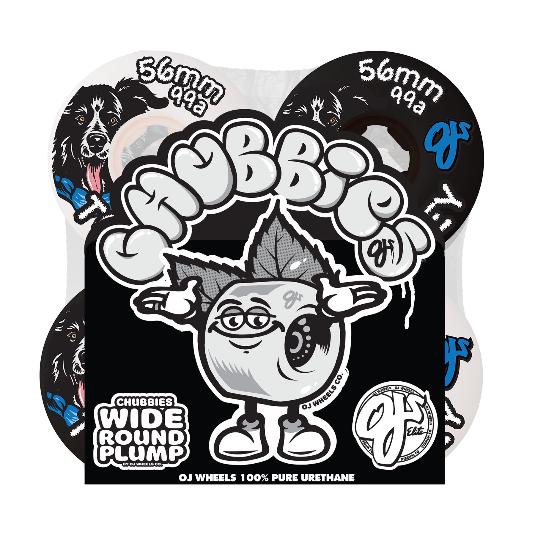 OJ Ryan Townley Pup Chubbies White/Black 56mm 99a Wheels - Venue Skateboards