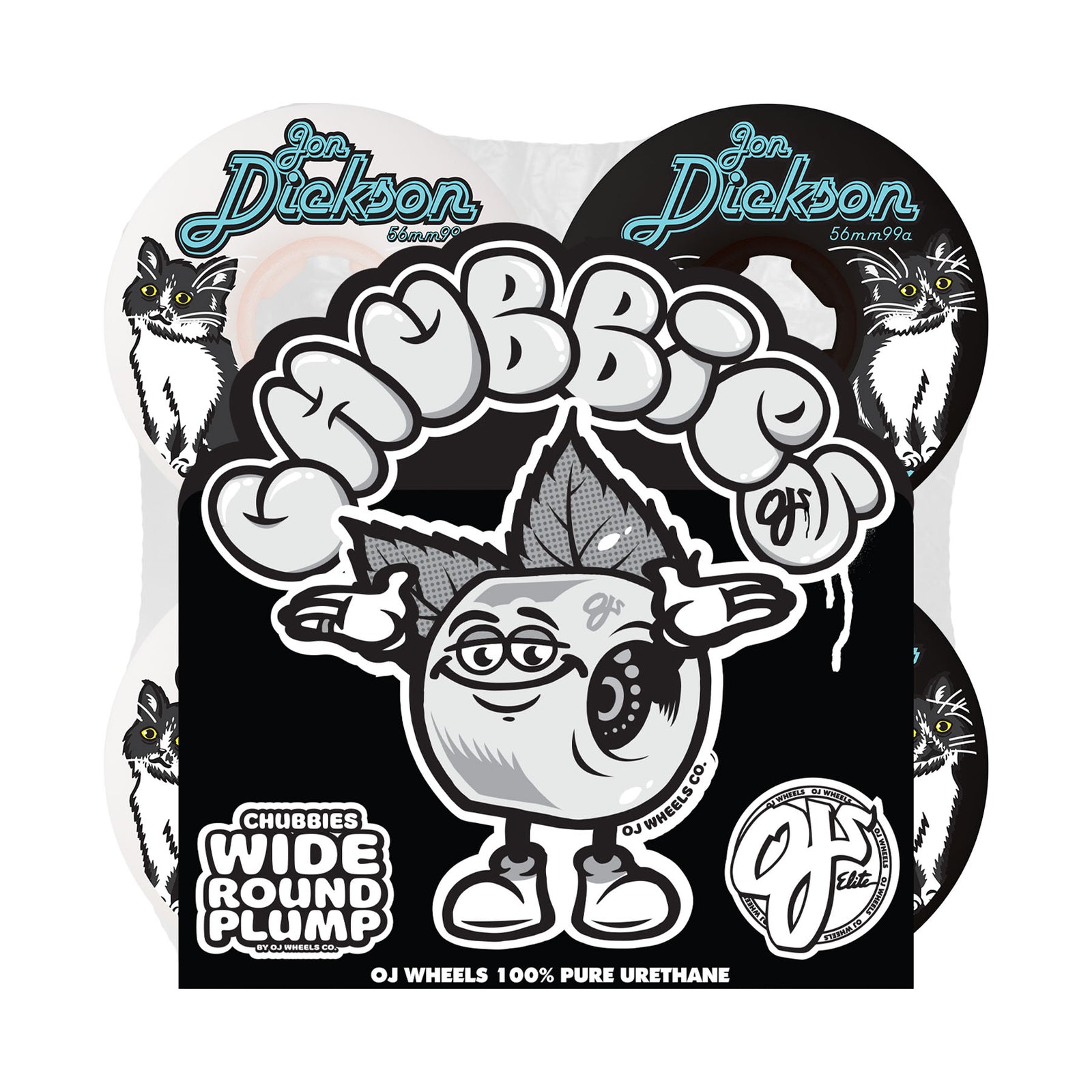OJ Jon Dickson Cat Chubbies White/Black 56mm 99a Wheels - Venue Skateboards