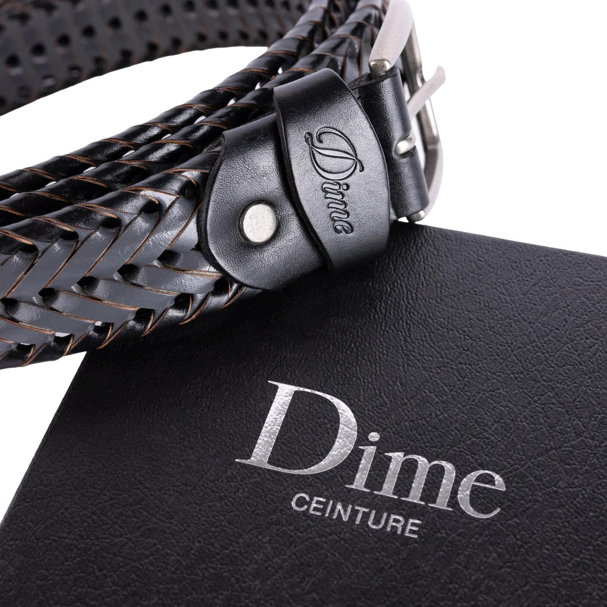 Dime Braided Leather Belt Black/Charcoal - Venue Skateboards