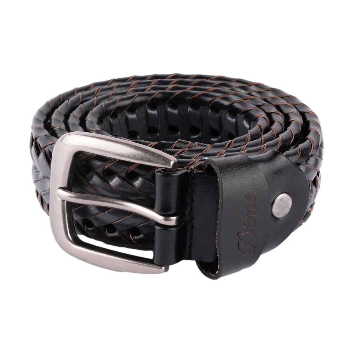 Dime Braided Leather Belt Black/Charcoal - Venue Skateboards