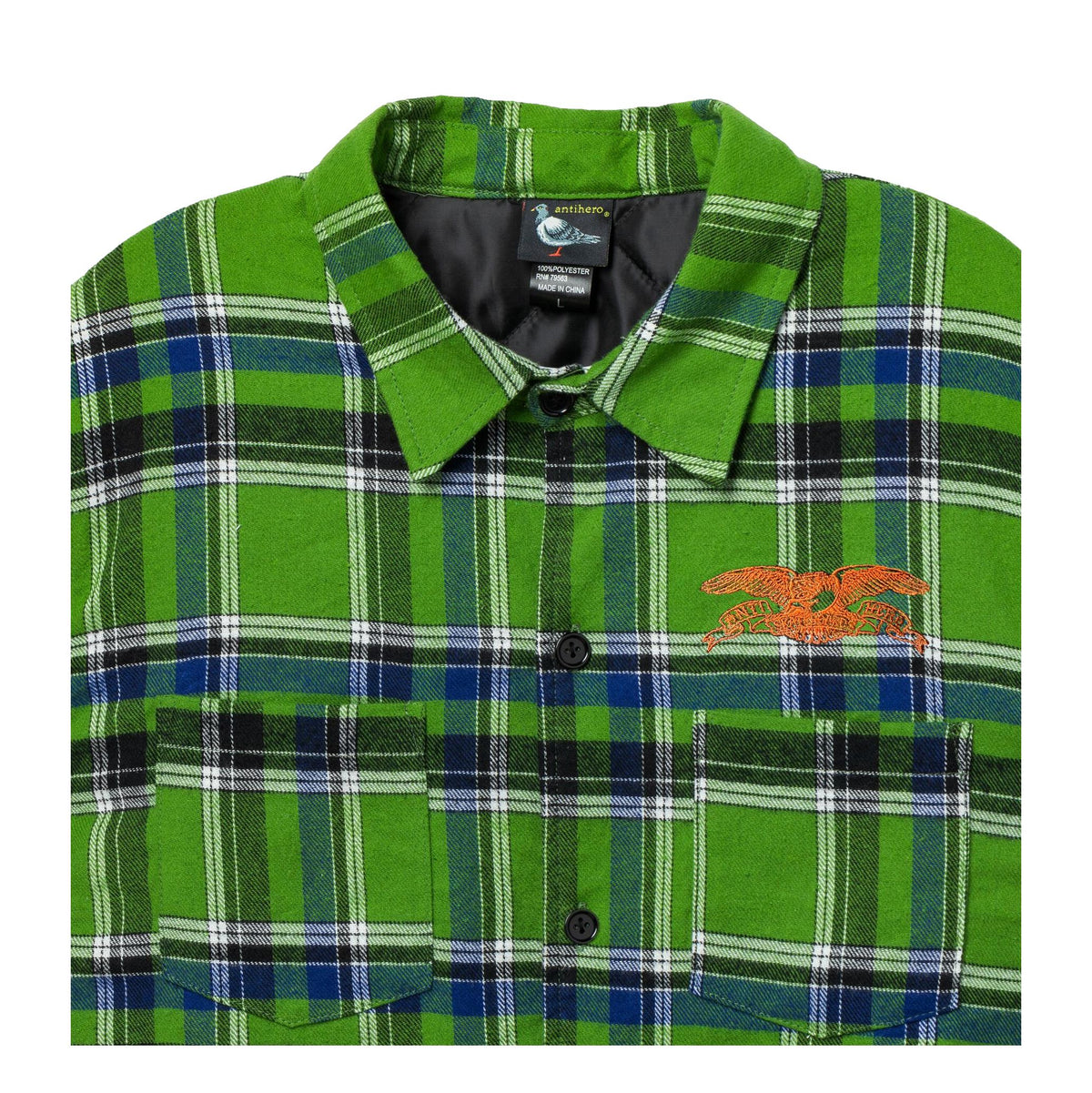 Anti Hero Flannel Jacket Basic Eagle Green/Blue/Multi - Venue Skateboards