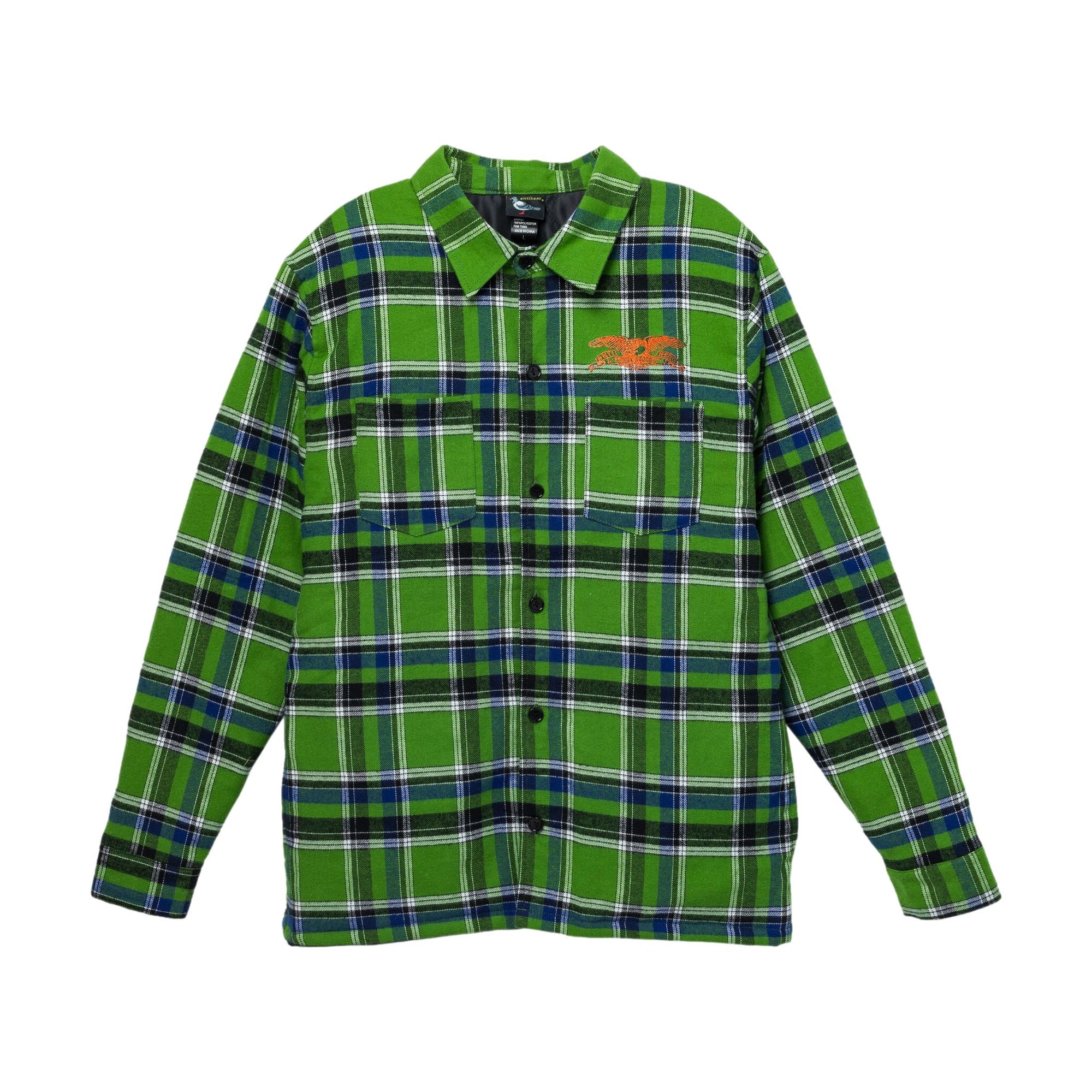 Anti Hero Flannel Jacket Basic Eagle Green/Blue/Multi - Venue Skateboards