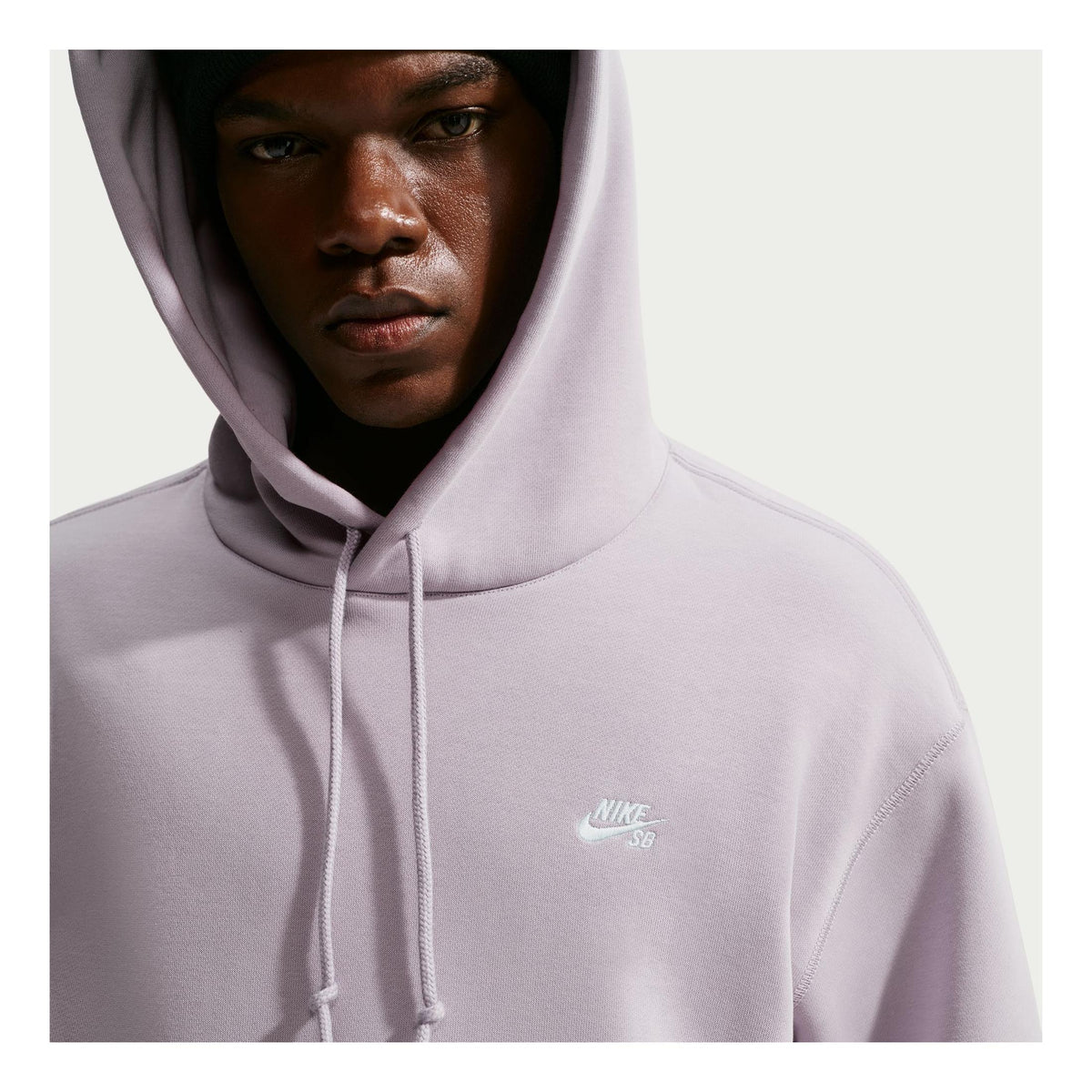 Nike SB Essentials Logo Fleece Pullover Hoodie Silver Lilac/ White - Venue Skateboards