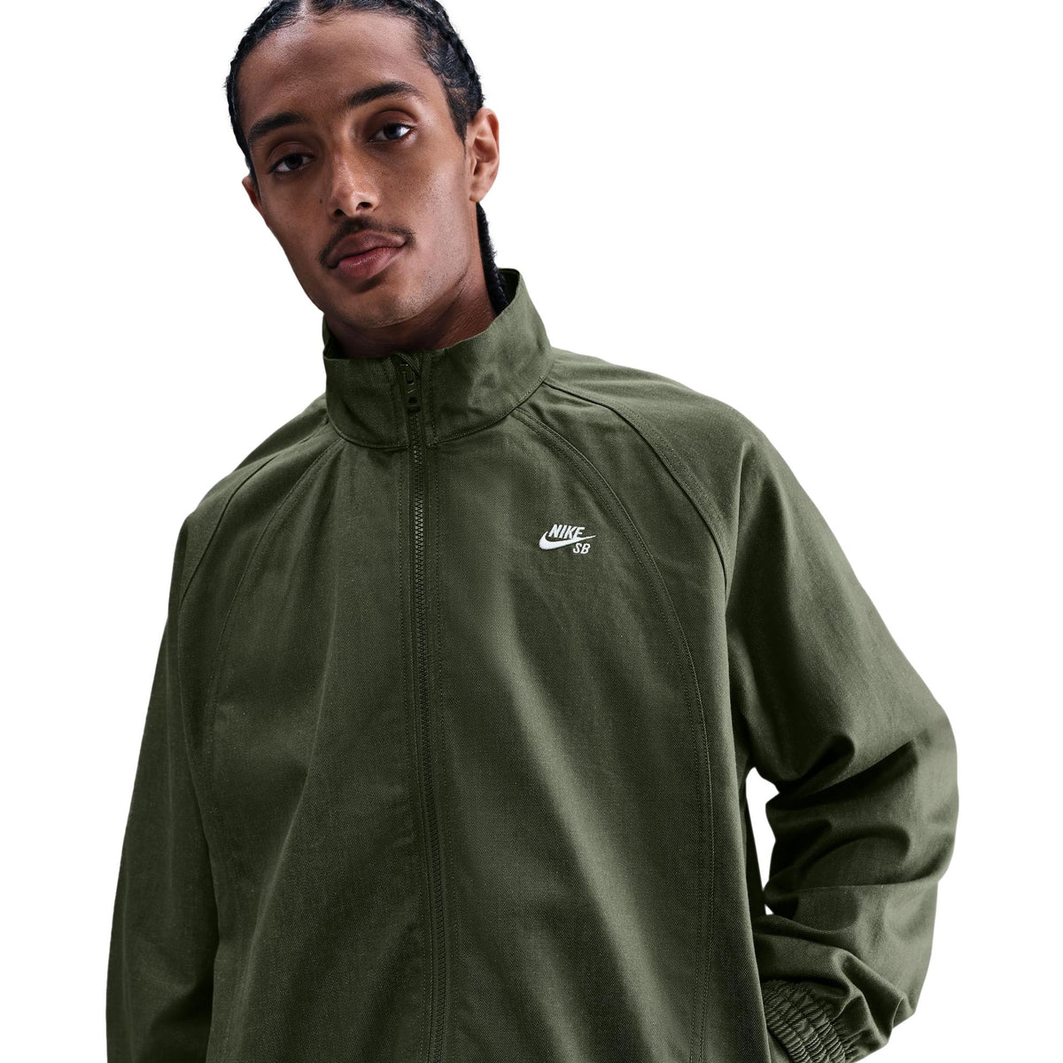 Nike SB Full Zip Denim Track Jacket Medium Olive/White - Venue Skateboards