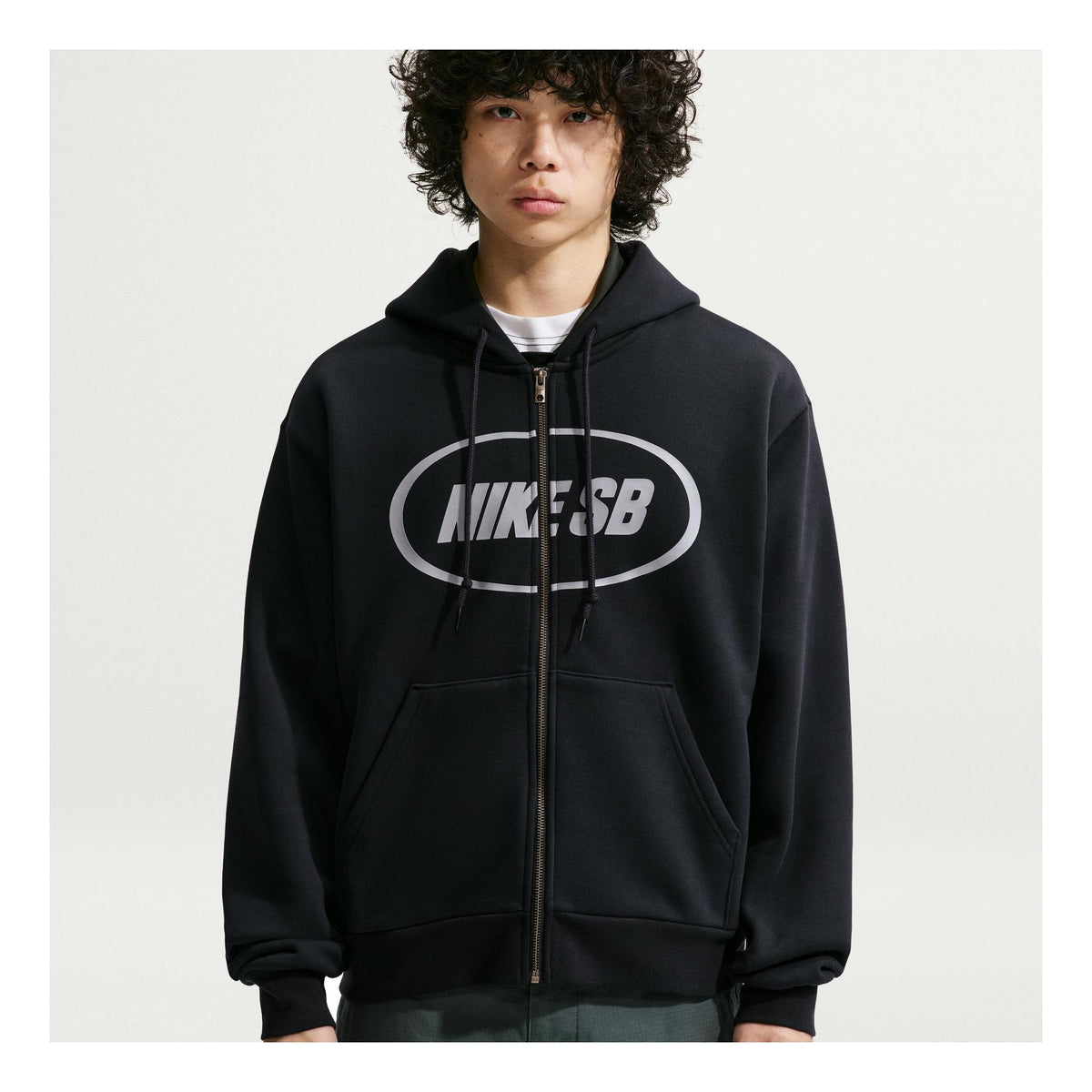Nike SB Fleece Full Zip Hoodie Oval Logo Black - Venue Skateboards
