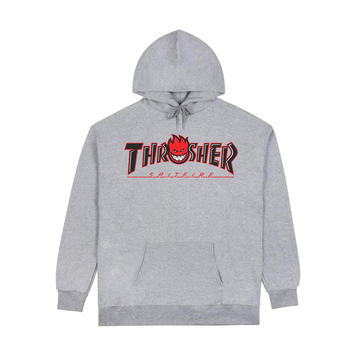 Thrasher X Spitfire Big Head Outline Hoodie Ash Grey - Venue Skateboards