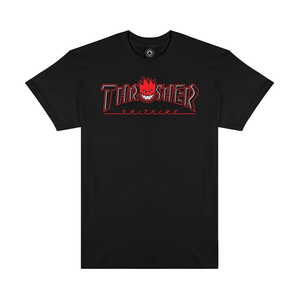 Thrasher X Spitfire Big Head Outline T-Shirt Black - Venue Skateboards