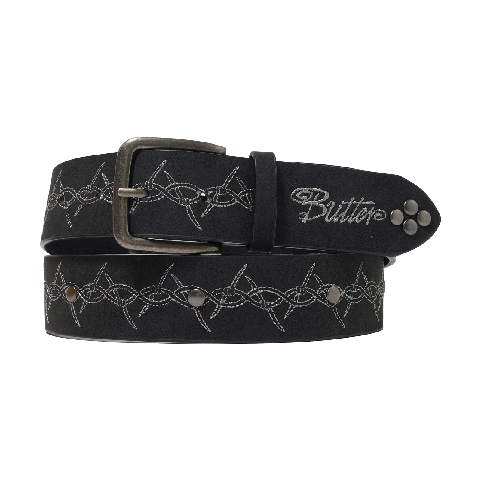 Butter Barbed Wire Studded Belt Black - Venue Skateboards