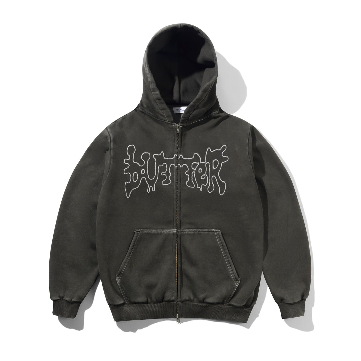 Butter Blotch Zip-Thru Hood Washed Black - Venue Skateboards