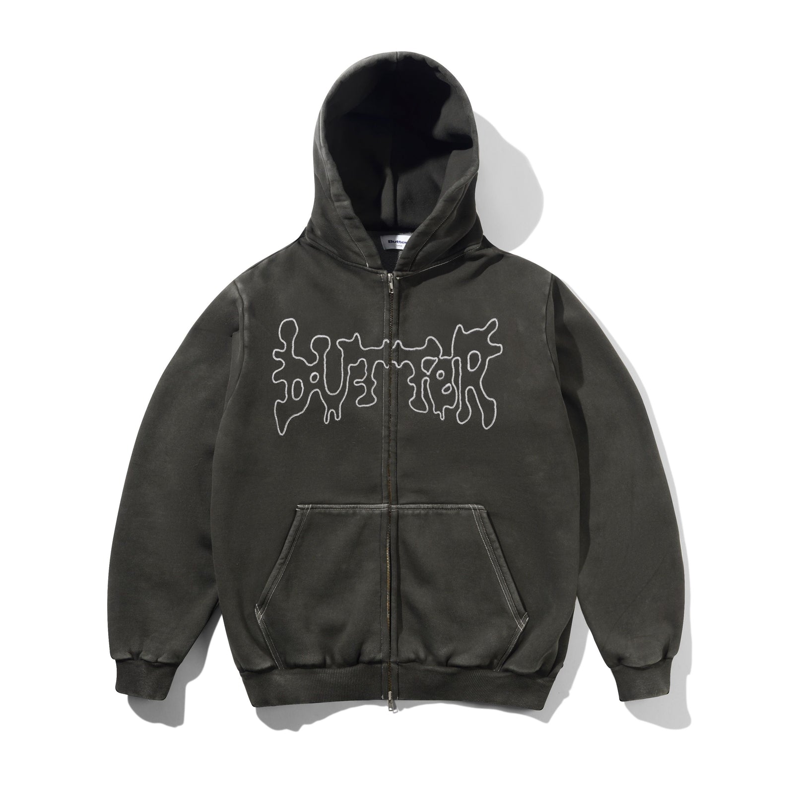 Butter Blotch Zip-Thru Hood Washed Black - Venue Skateboards