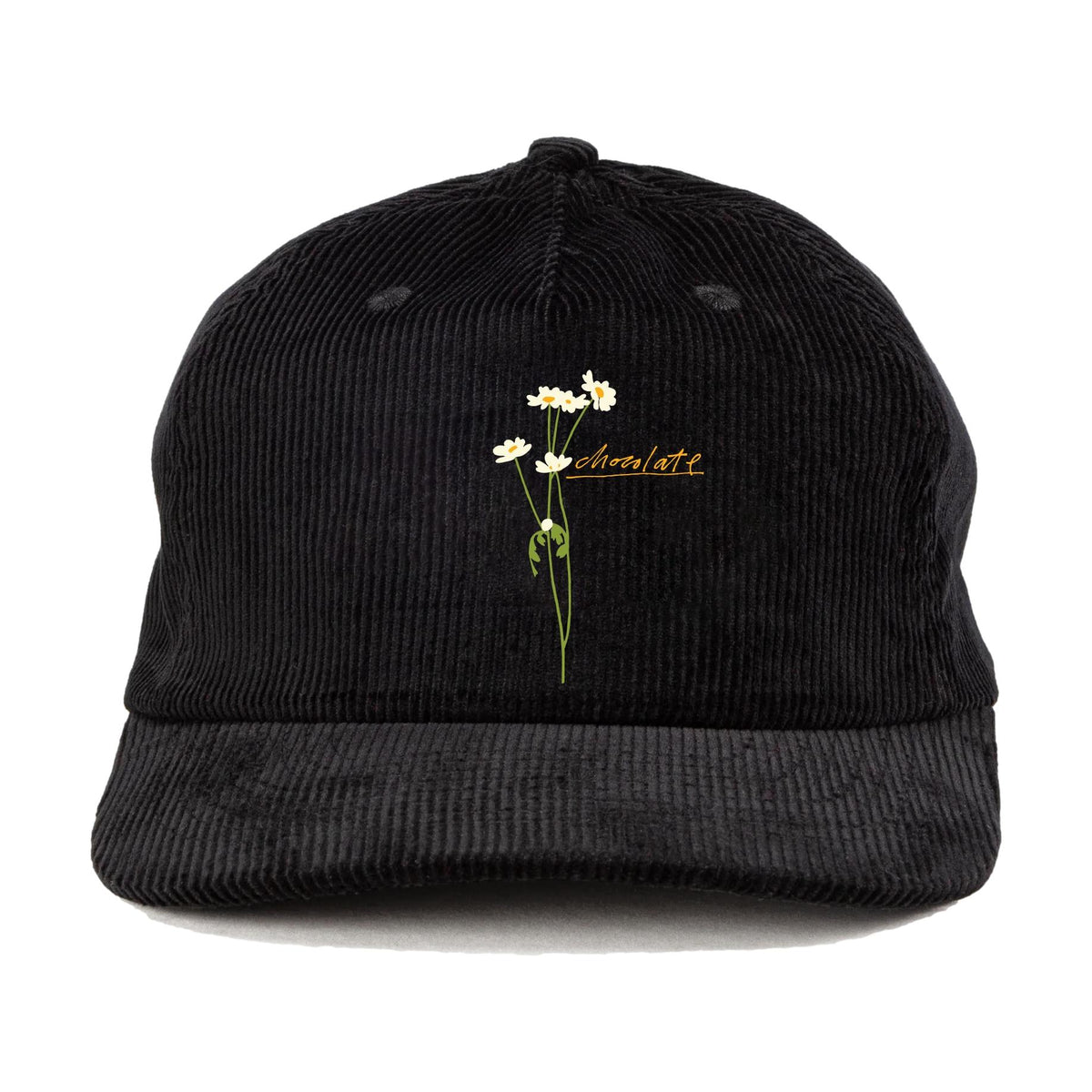 Chocolate Stems 5 Panel Cord Hat Black