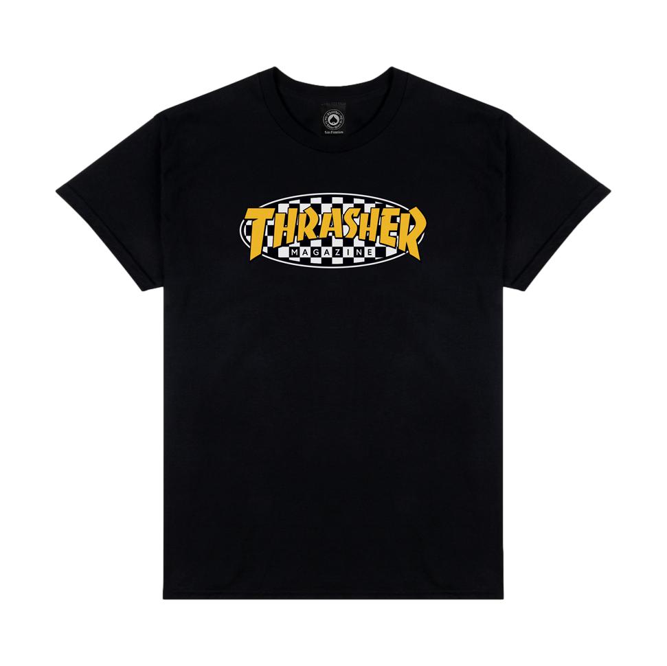 Thrasher Checkered Oval T-Shirt Black - Venue Skateboards