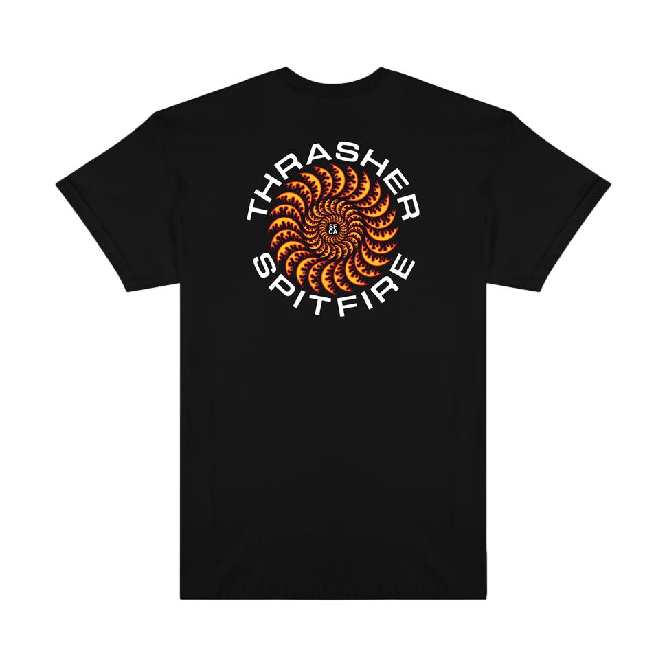 Thrasher X Spitfire Classic Swirl T-Shirt Black - Venue Skateboards