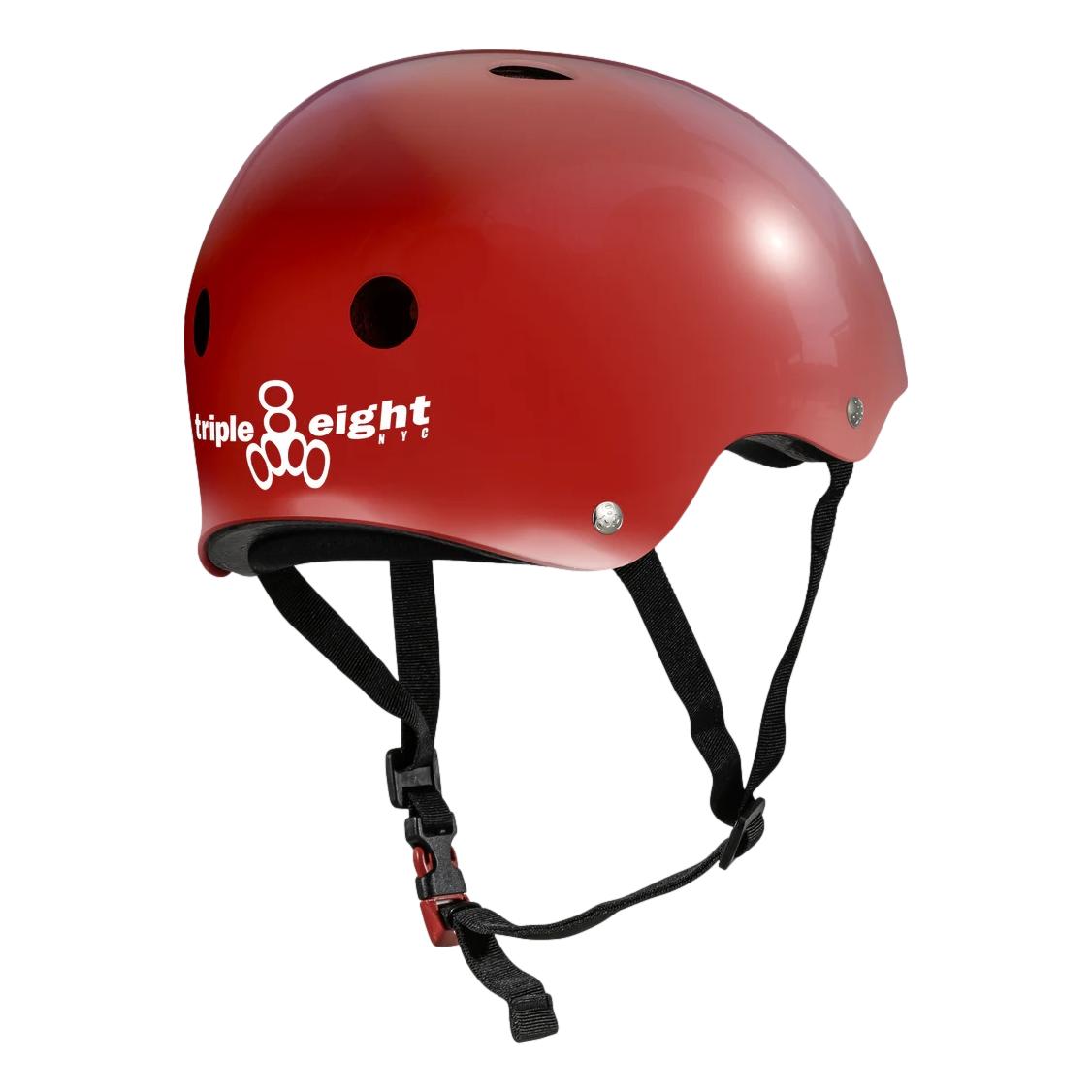 Triple 8 Certified Sweatsaver Helmet Scarlet Red Glossy - Venue Skateboards