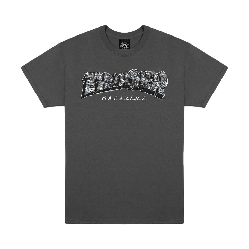 Thrasher Disco by Spanky T-Shirt Charcoal - Venue Skateboards