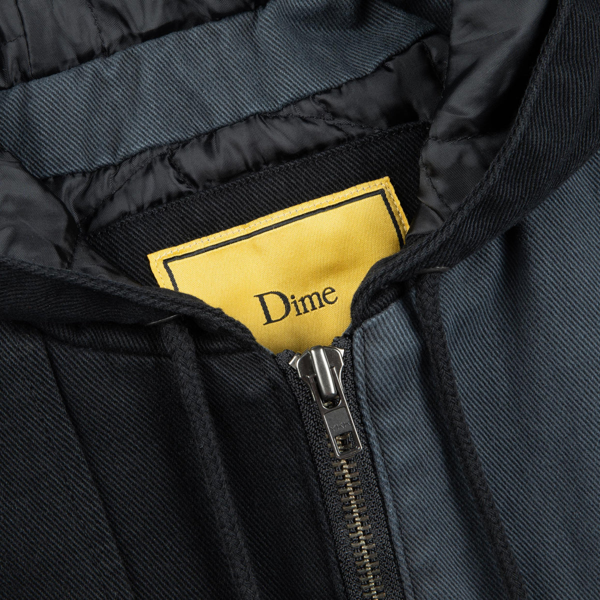 Dime Panel Denim Hooded Bomber Charcoal - Venue Skateboards