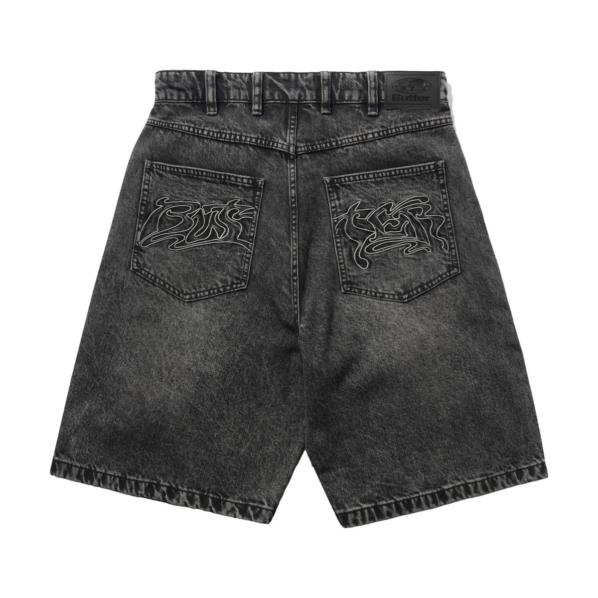 Butter Drummer Baggy Denim Shorts Streaky Black - Venue Skateboards