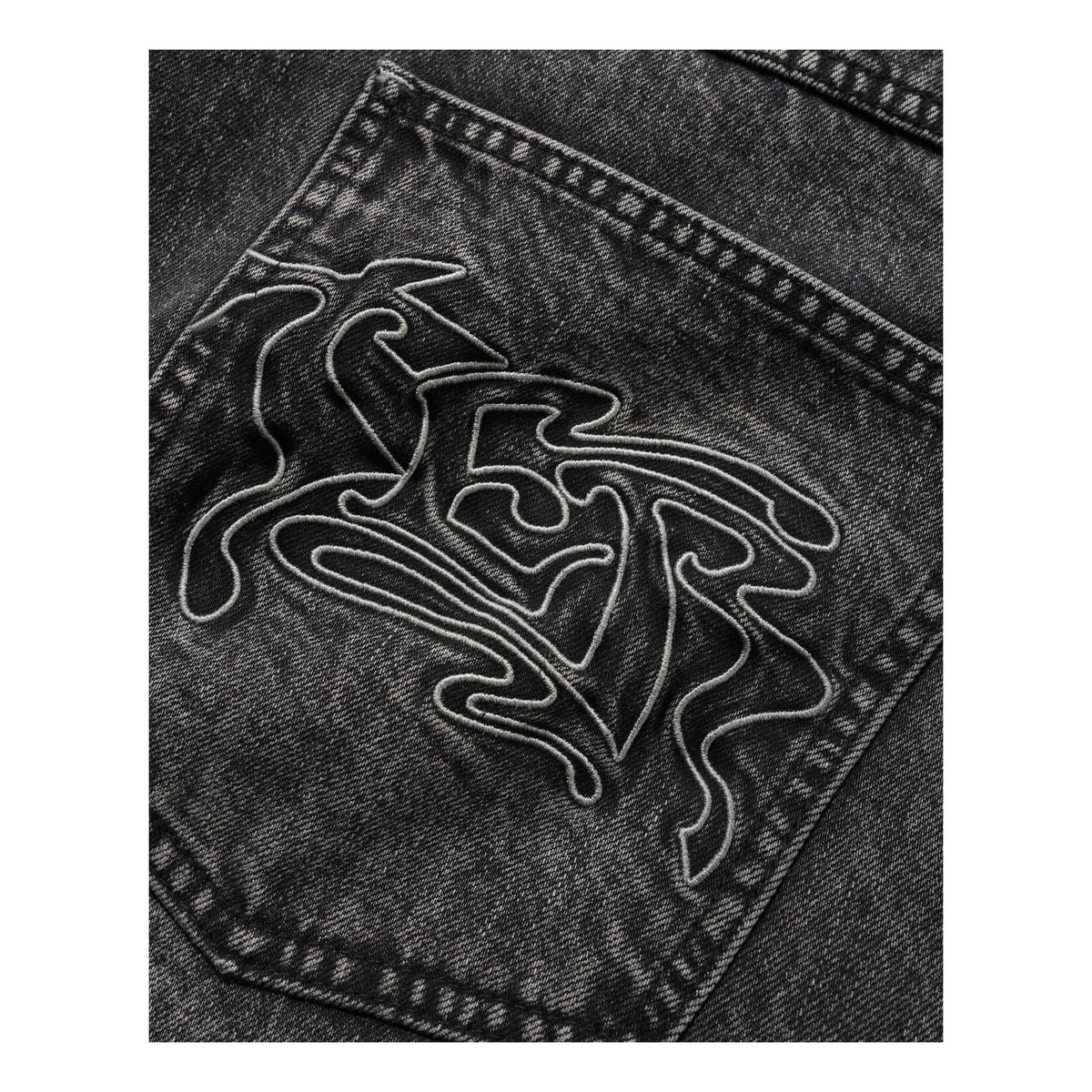 Butter Drummer Baggy Denim Shorts Streaky Black - Venue Skateboards