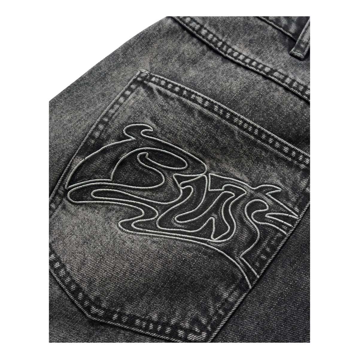 Butter Drummer Baggy Denim Shorts Streaky Black - Venue Skateboards