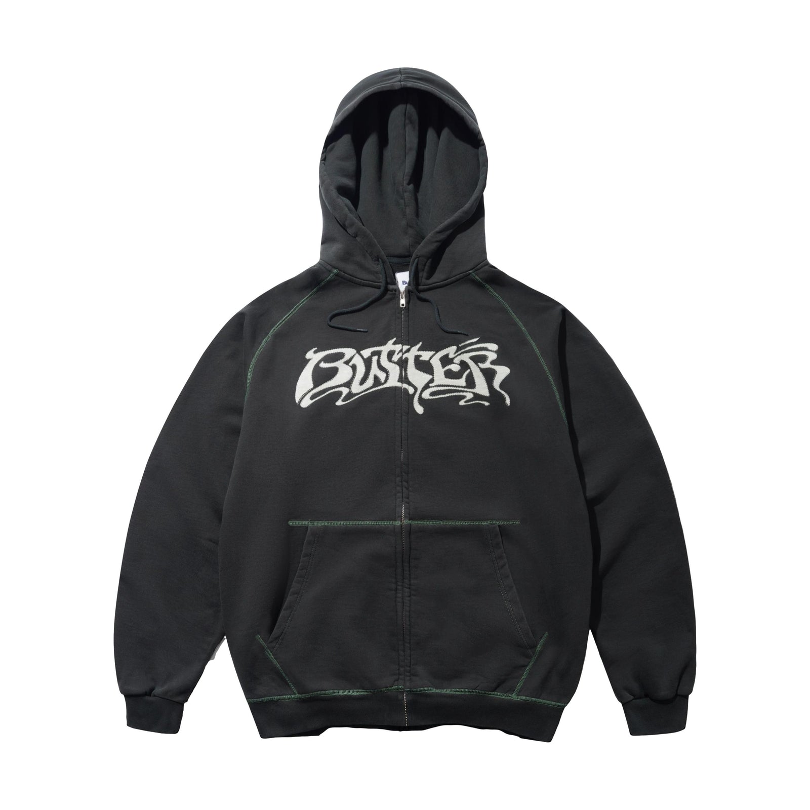 Butter Drummer Zip-Thru Hoodie Washed Black- Venue Skateboards