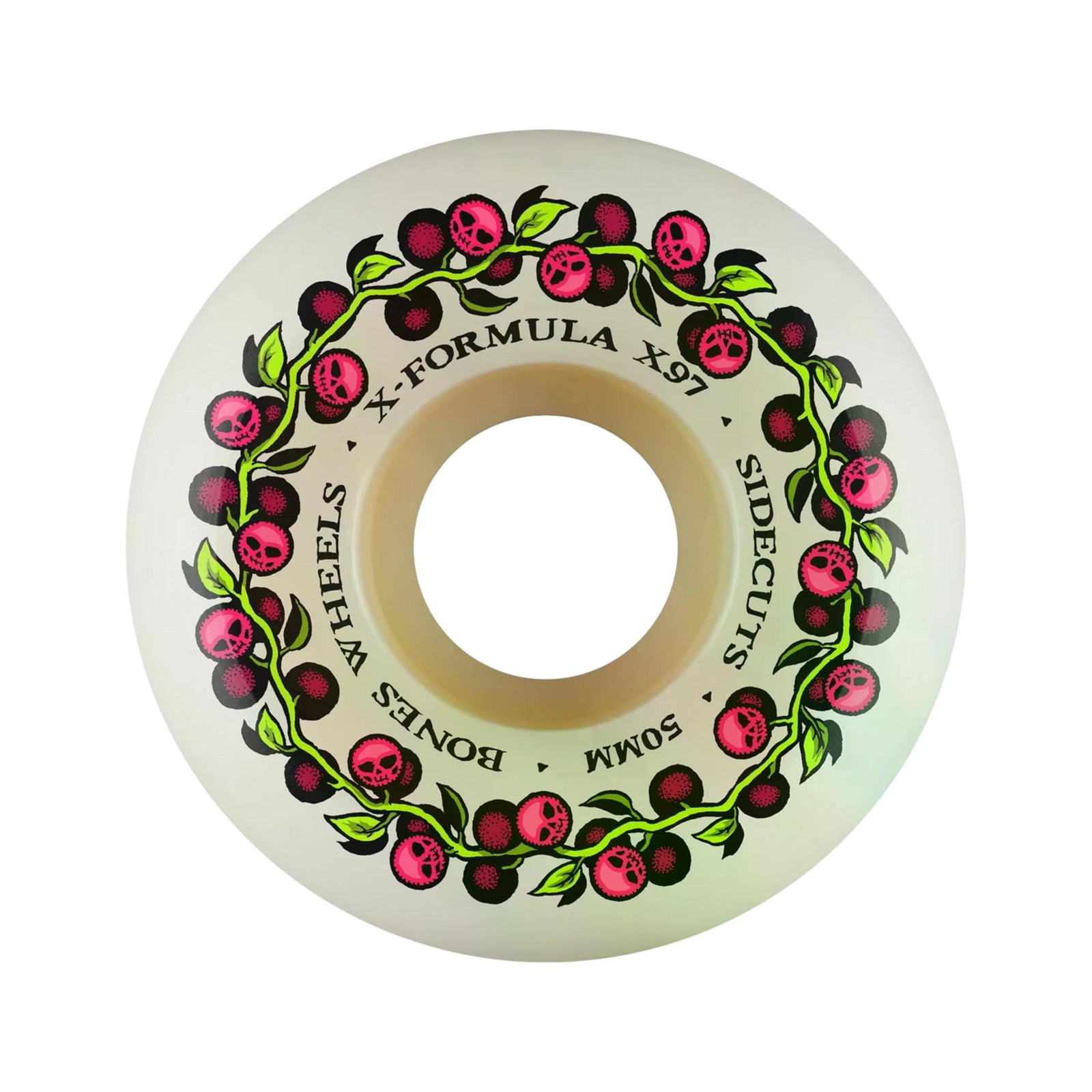 Bones XF X97 V5 Sidecut 50mm 97A Skull Berries Natural Wheels - Venue Skateboards