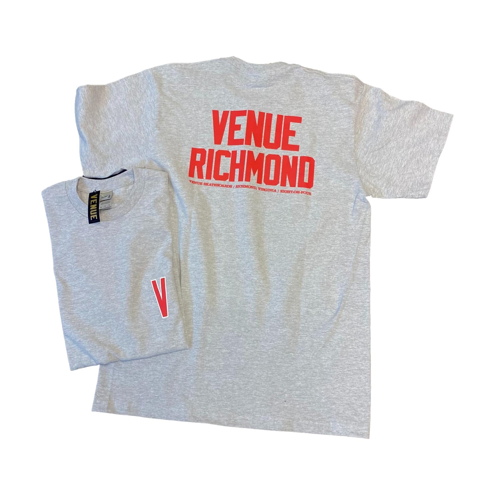Venue Richmond T - Grey with Red Ink - Venue Skateboards