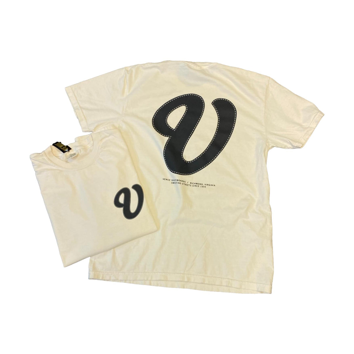 Venue Cursive T-Shirt Ivory w/Black