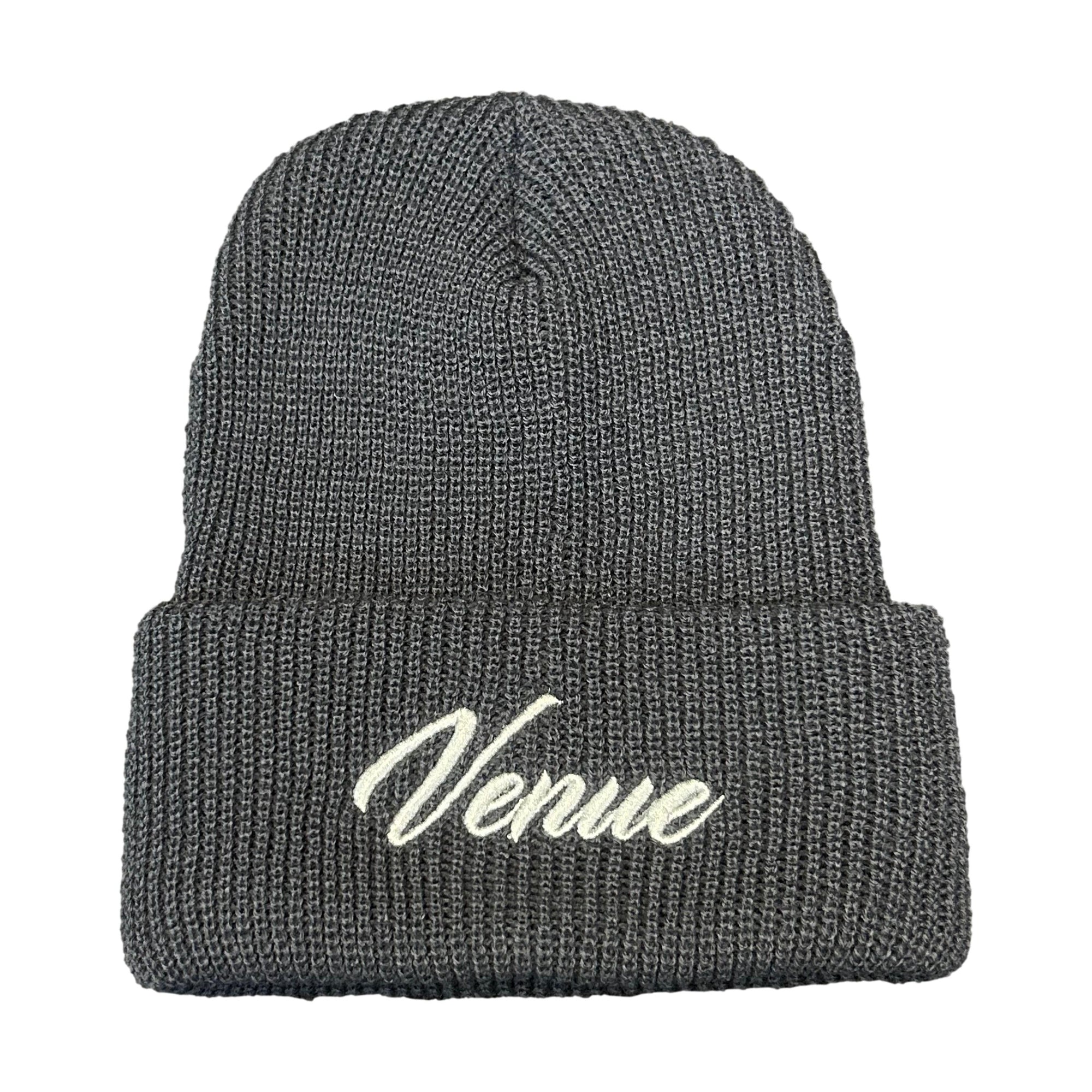 Venue Embroidered Script Beanie Pale Navy - Venue Skateboards