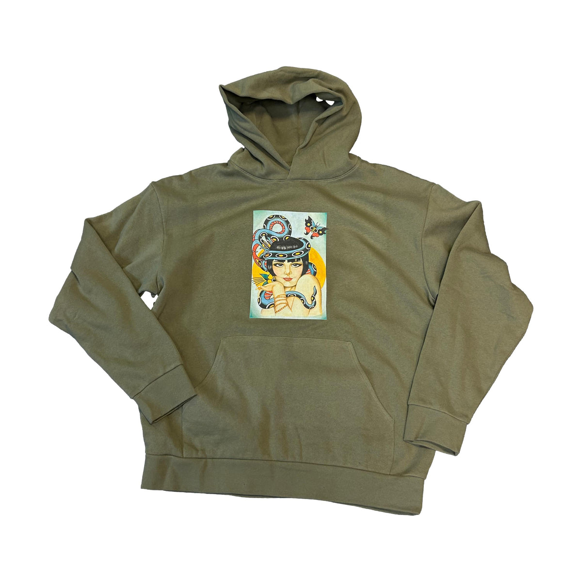 Venue Snake Girl Hooded Sweatshirt Olive