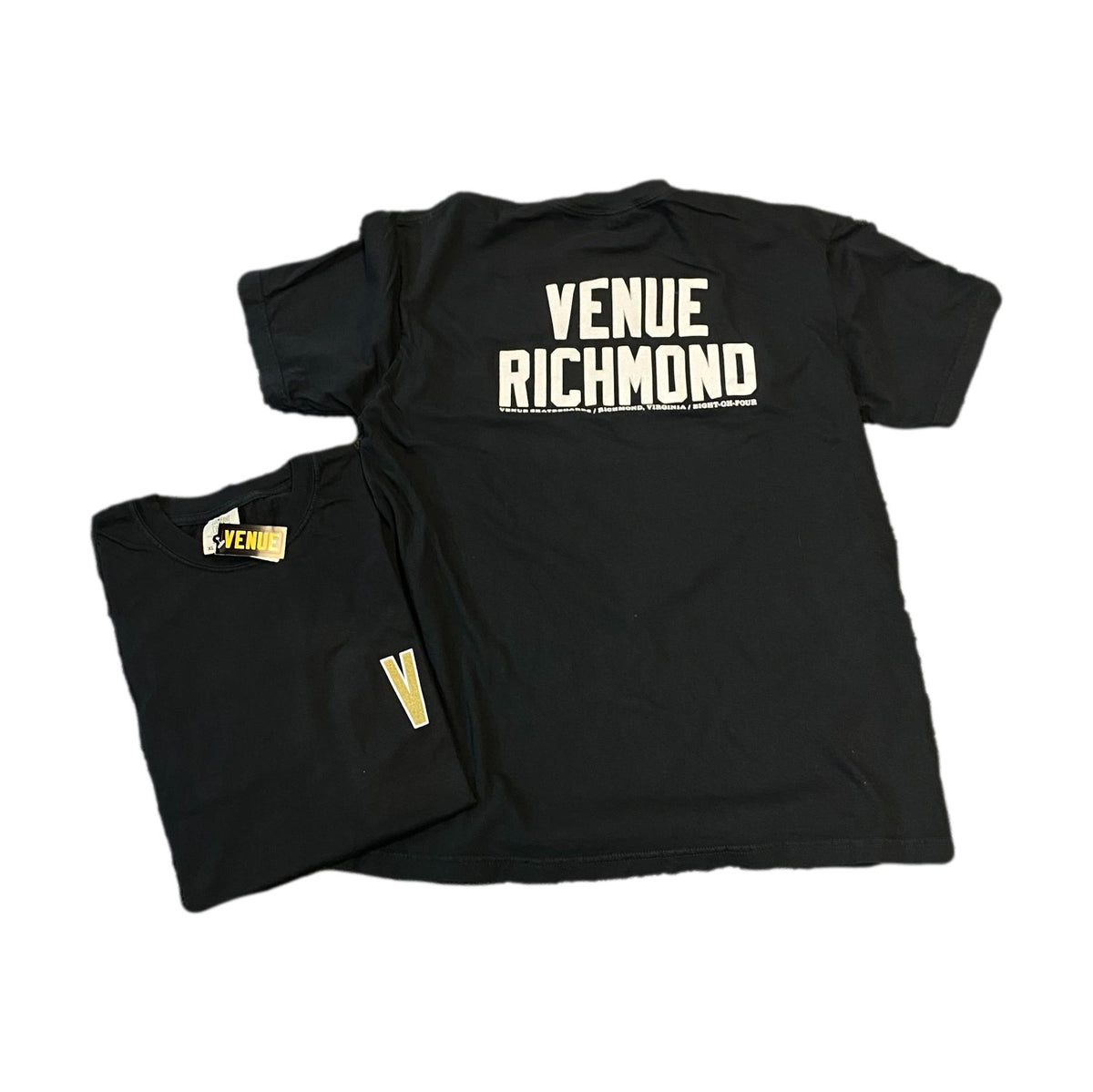 Venue &quot;Venue Richmond&quot; T-Shirt Black w/Gold Front V - Venue Skateboards