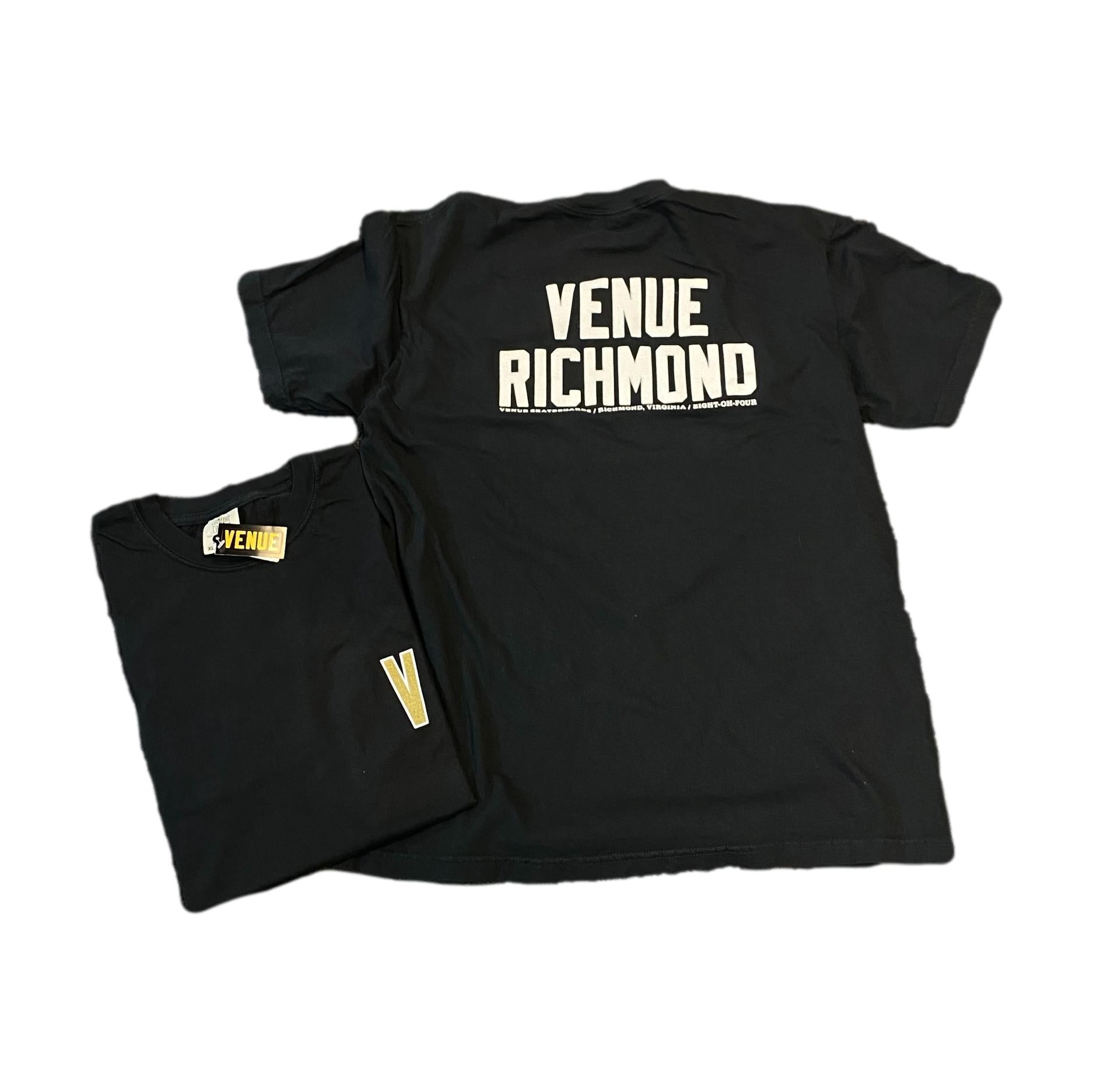Venue "Venue Richmond" T-Shirt Black w/Gold Front V - Venue Skateboards