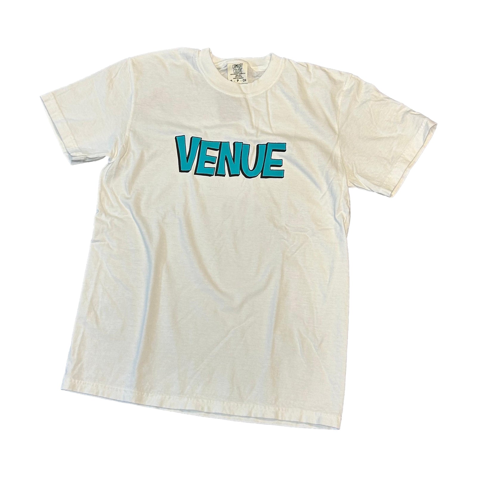 Venue Snoopy Font T-Shirt White w/Aqua - Venue Skateboards
