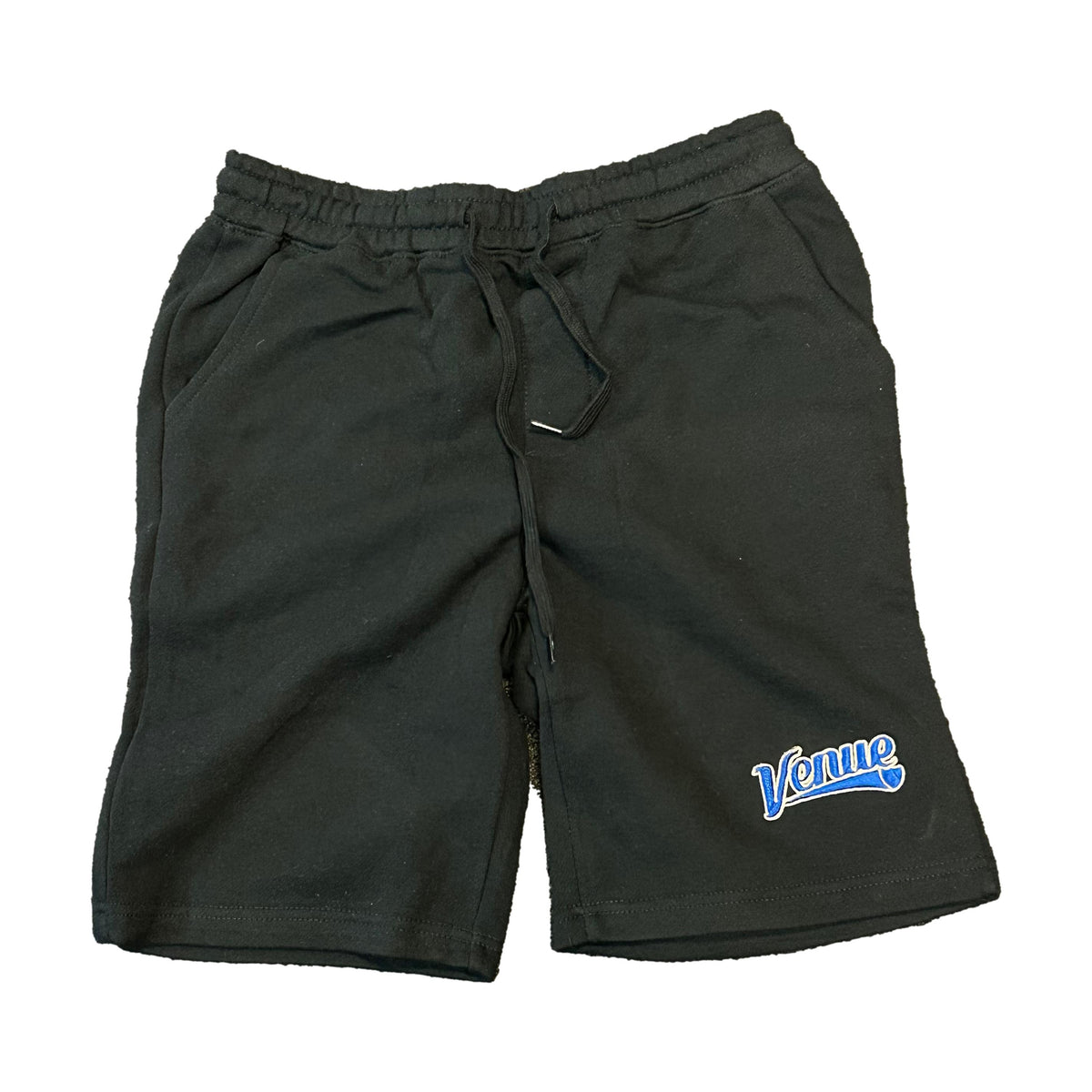 Venue Shield Logo Fleece Shorts Pigment Dyed Black - Venue Skateboards
