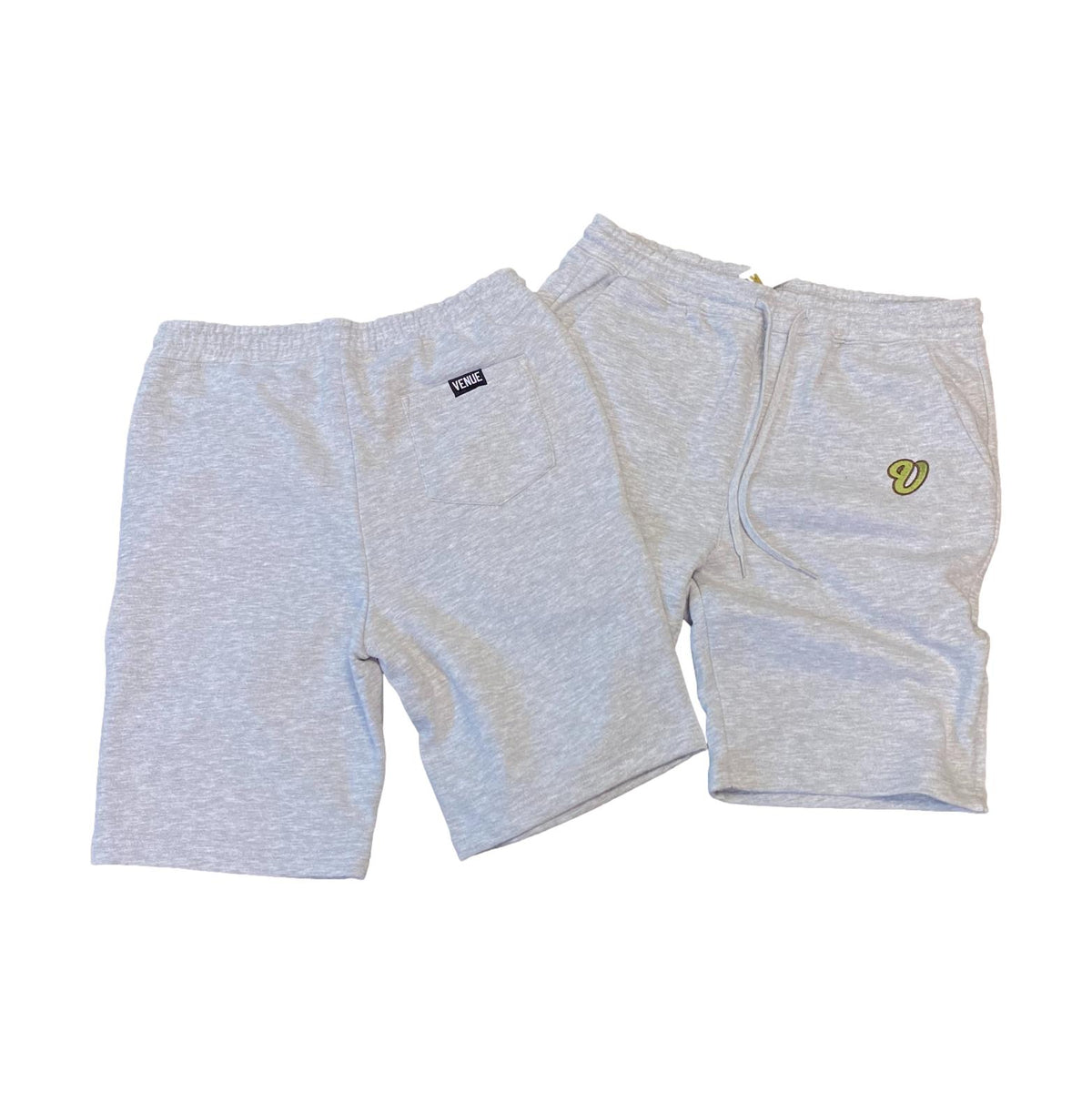 Venue Fleece Short Cursive V Logo - Heather Grey - Venue Skateboards