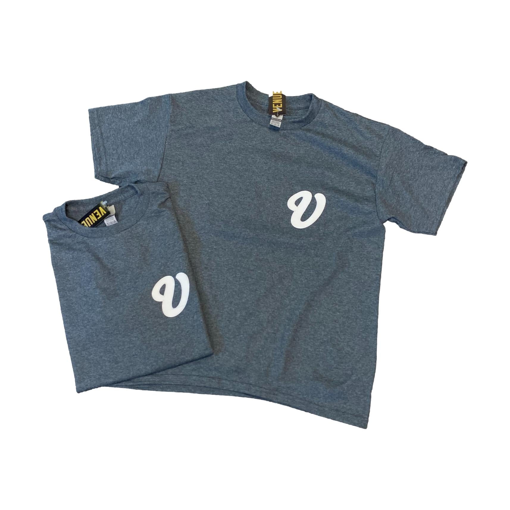 Venue Cursive Logo T-Shirt YOUTH Dark Heather Grey - Venue Skateboards