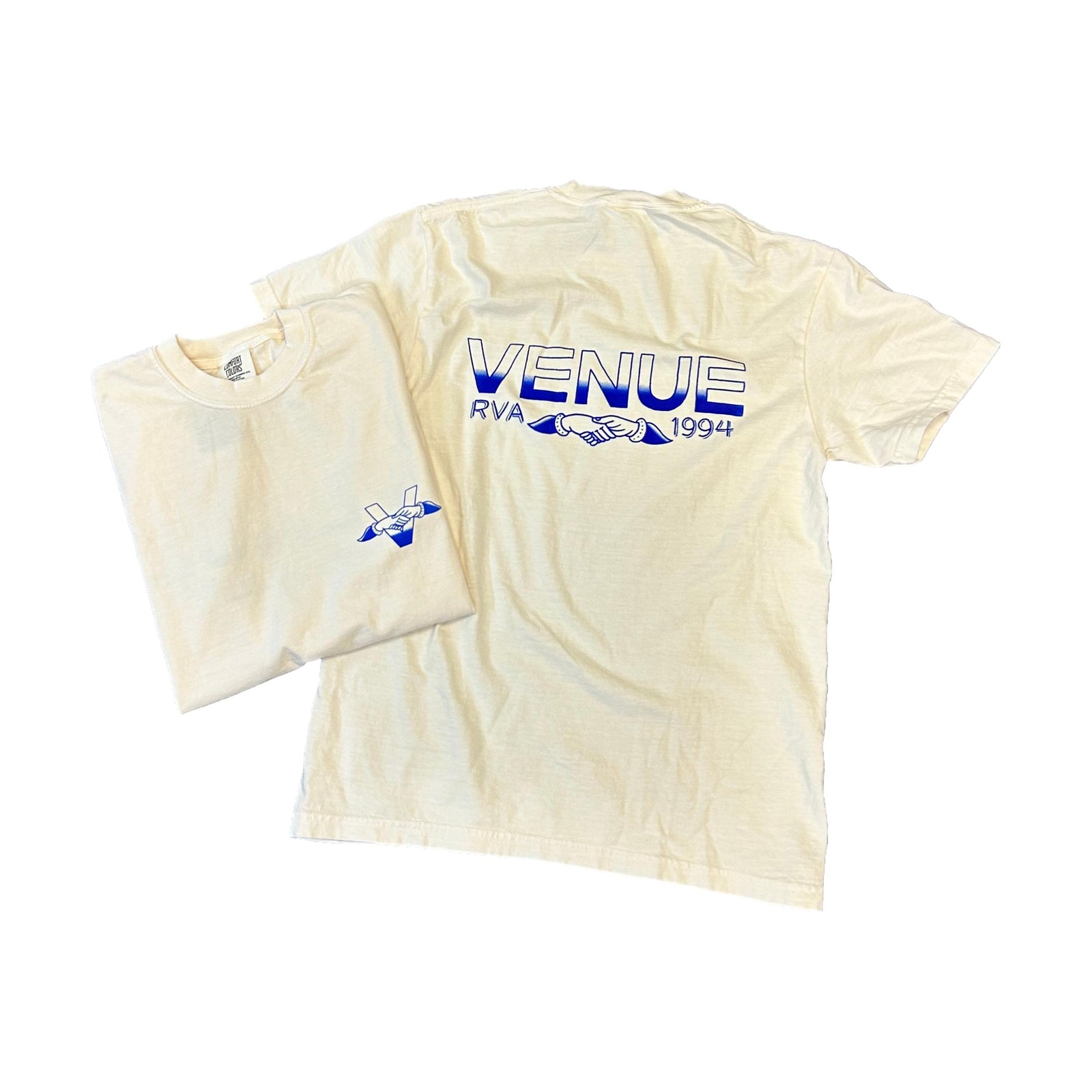 Venue Handshake Logo T-Shirt Ivory - Venue Skateboards