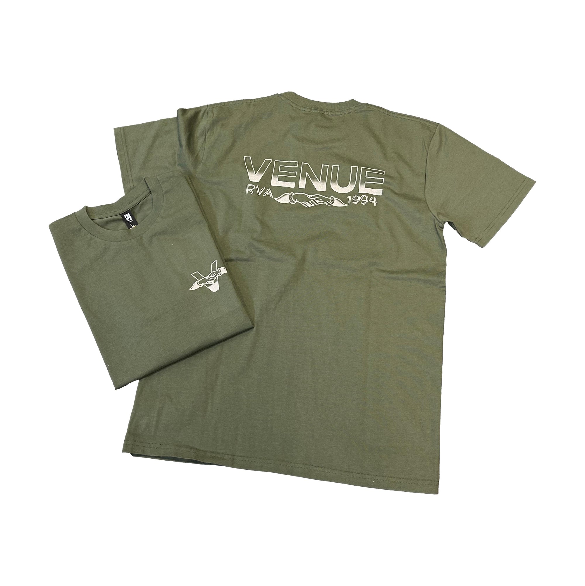 Venue Handshake Logo T-Shirt Army - Venue Skateboards