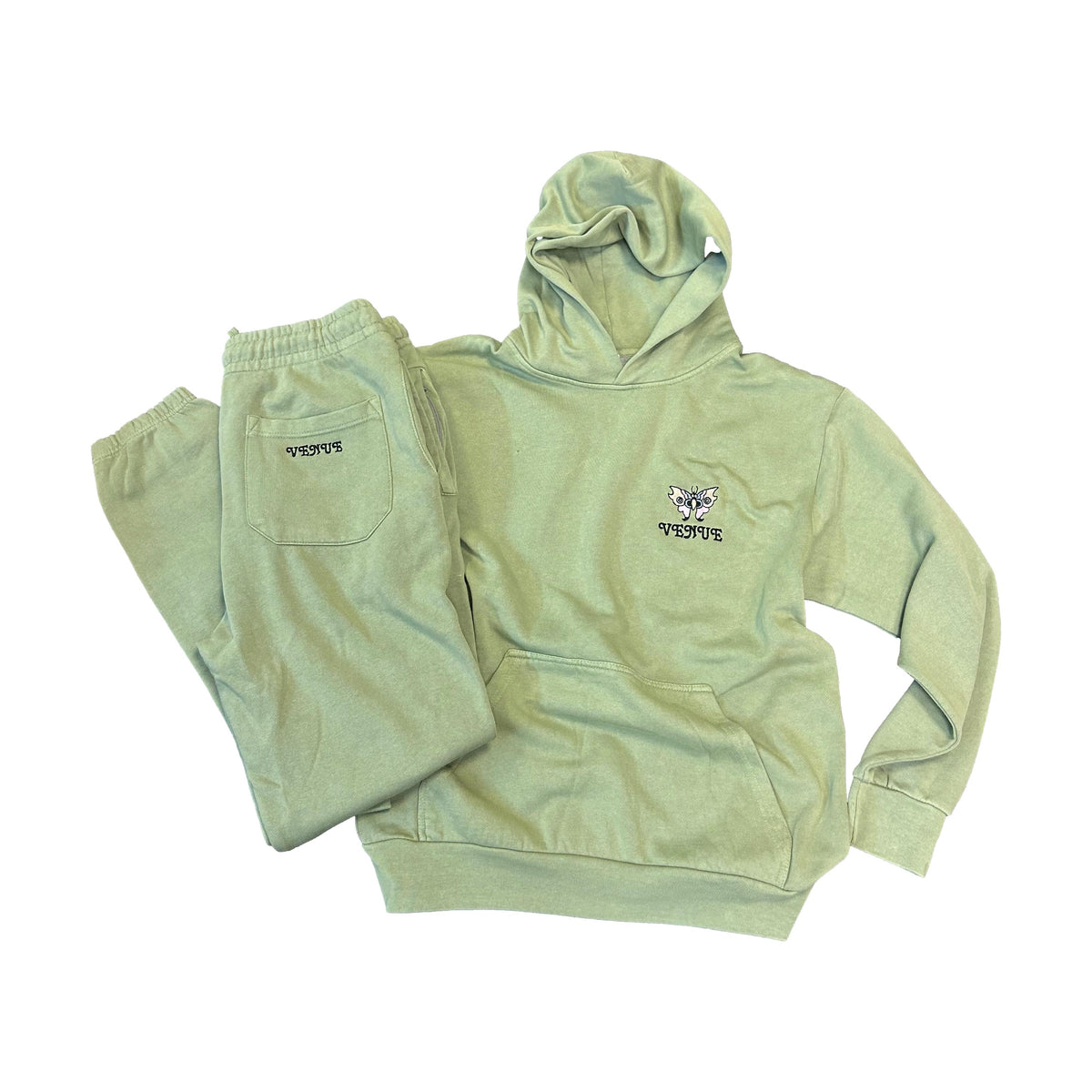 Venue Embroidered Butterfly Oil Green Hoodie - Venue Skateboards